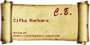 Cifka Barbara névjegykártya